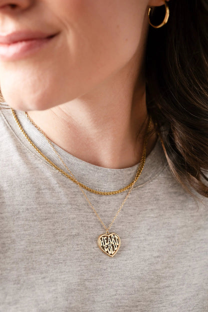 Wheat chain layering necklace duo in gold tone with Heart of Gold pendant by Alex and Ani on Tampa Home & Garden Store