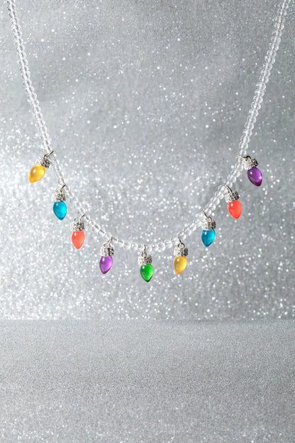 ALEX AND ANI Christmas Light Bulb Necklace with crystal beads and multicolor bulbs on Tampa Home & Garden Store