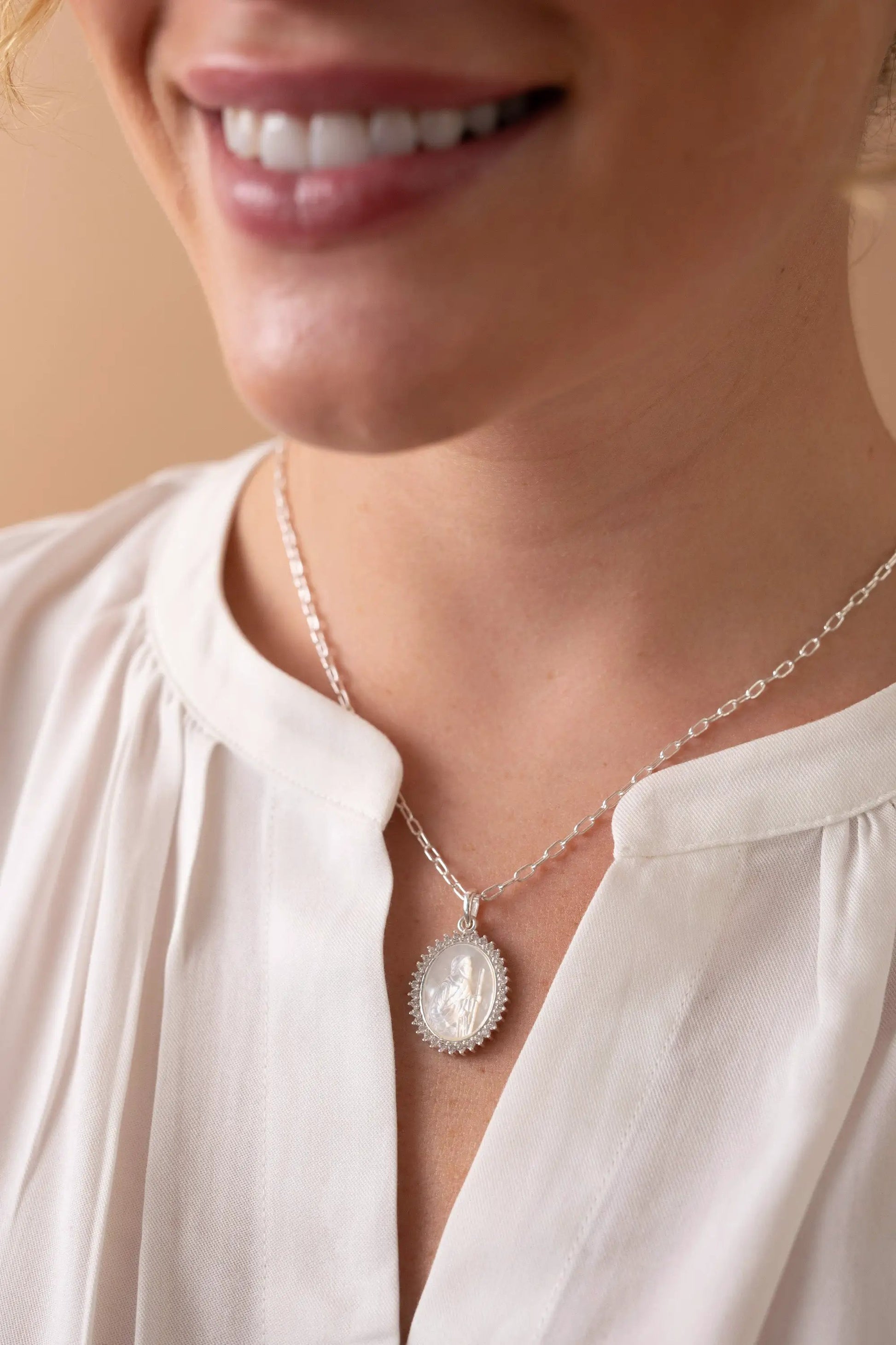Divine Guides St Christopher pendant necklace by ALEX AND ANI, silver-tone bezel pendant on Tampa Home & Garden Store