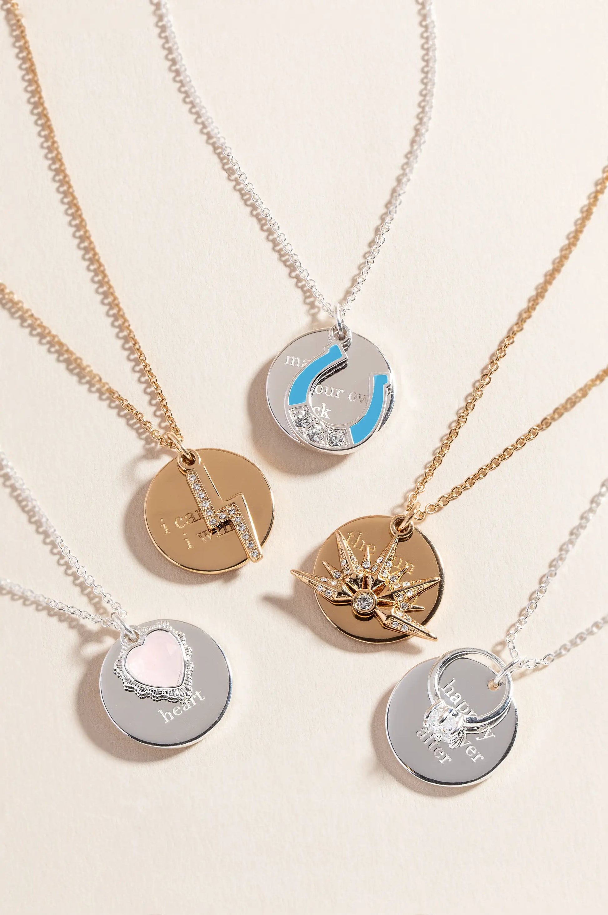 Alex and Ani Wild at Heart Duo Charm Pendant Necklace with silver-tone discs on layered chains on Tampa Home & Garden Store