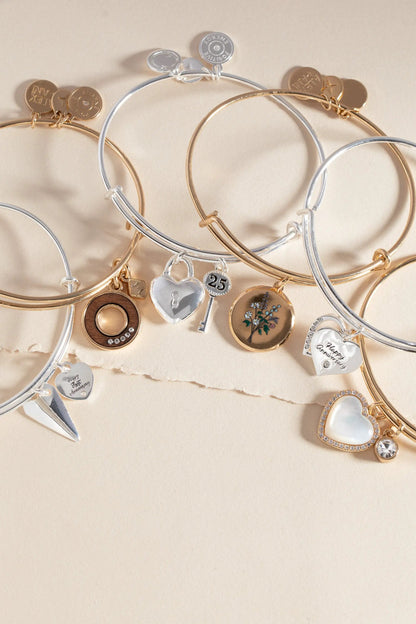Anniversary Heart Bangle with Crystal Heart Charm