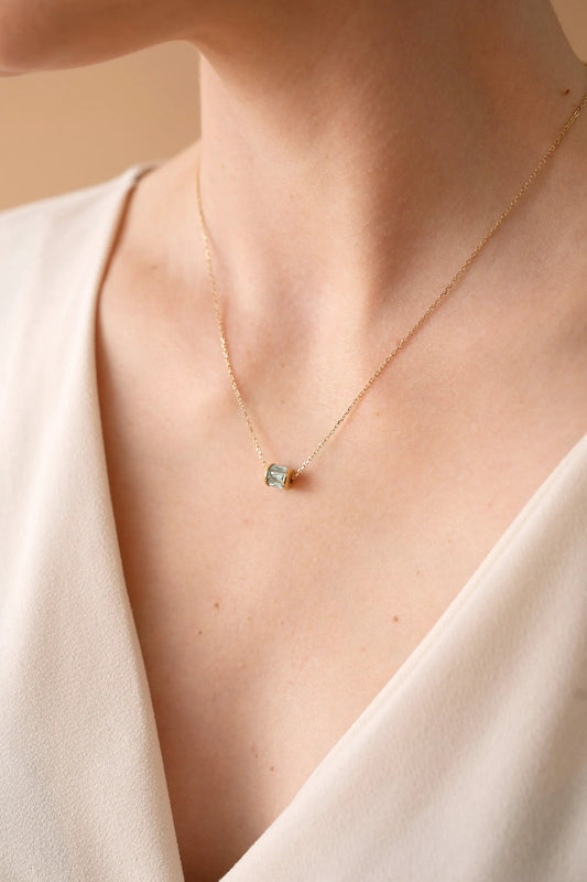 March Birthstone Pendant Necklace by ALEX AND ANI with aquamarine on a delicate gold chain on Tampa Home & Garden Store