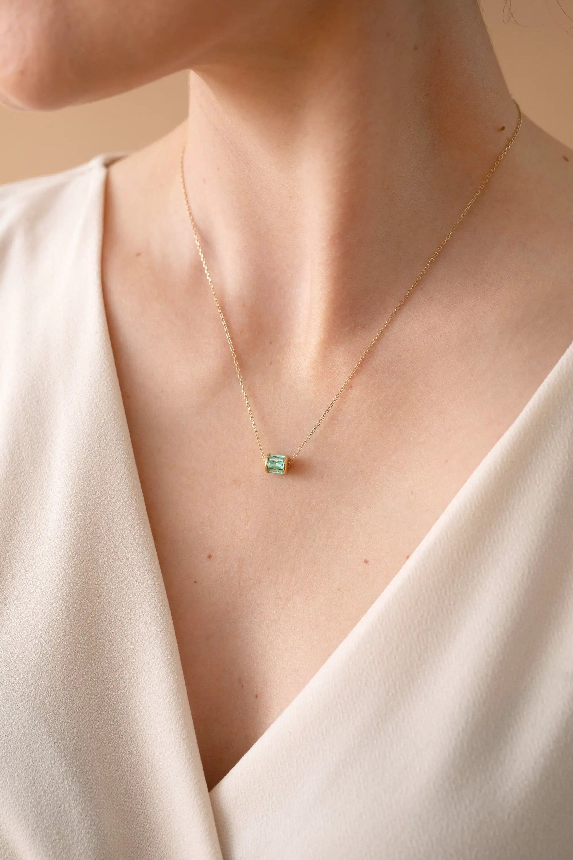 December Birthstone Pendant Necklace by ALEX AND ANI, gold-tone chain with teal gemstone on Tampa Home & Garden Store