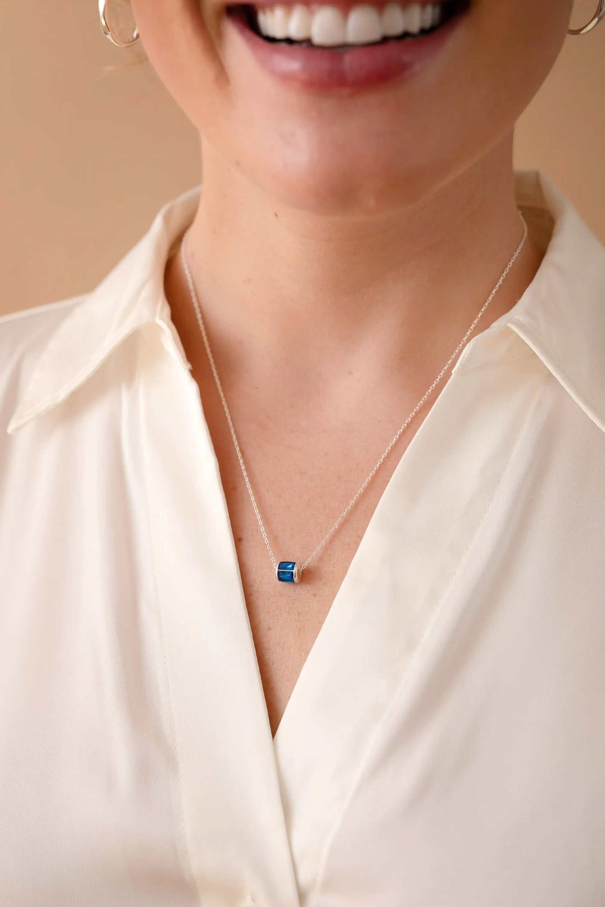 September Birthstone Pendant Necklace by Alex and Ani with blue gemstone on silver chain on Tampa Home & Garden Store