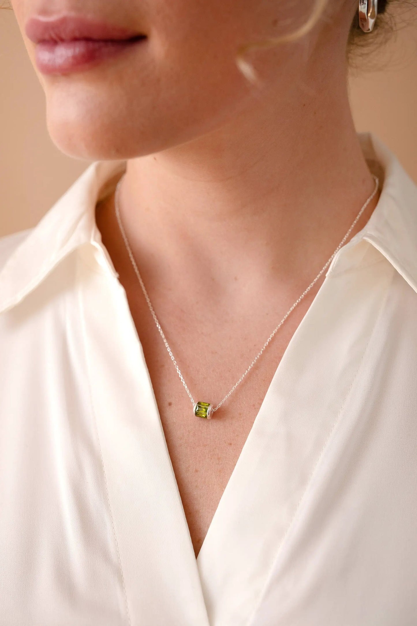 August Birthstone Pendant Necklace With Peridot