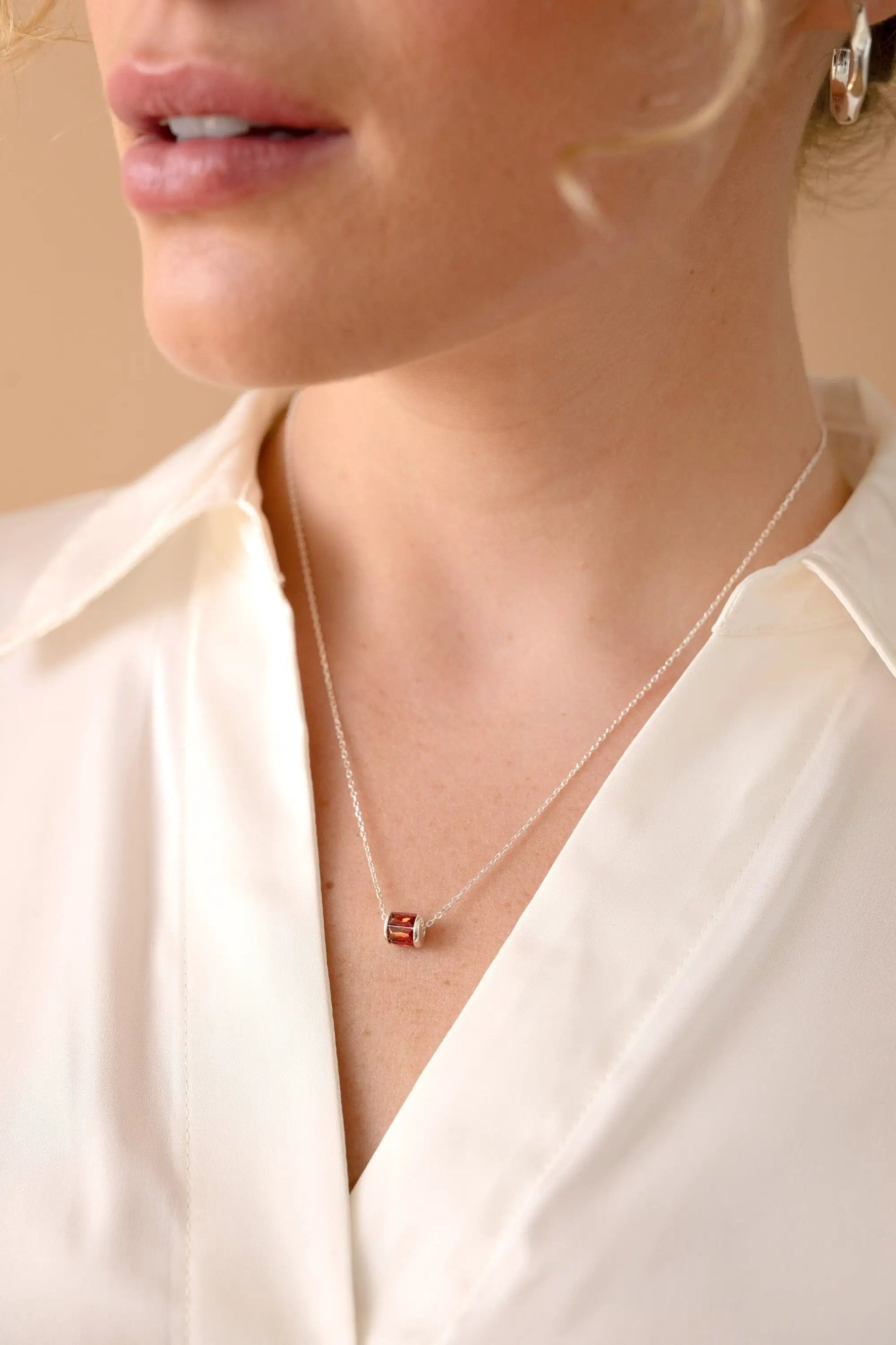 January Birthstone Precious Pendant Necklace by ALEX AND ANI, chain with garnet pendant on Tampa Home & Garden Store
