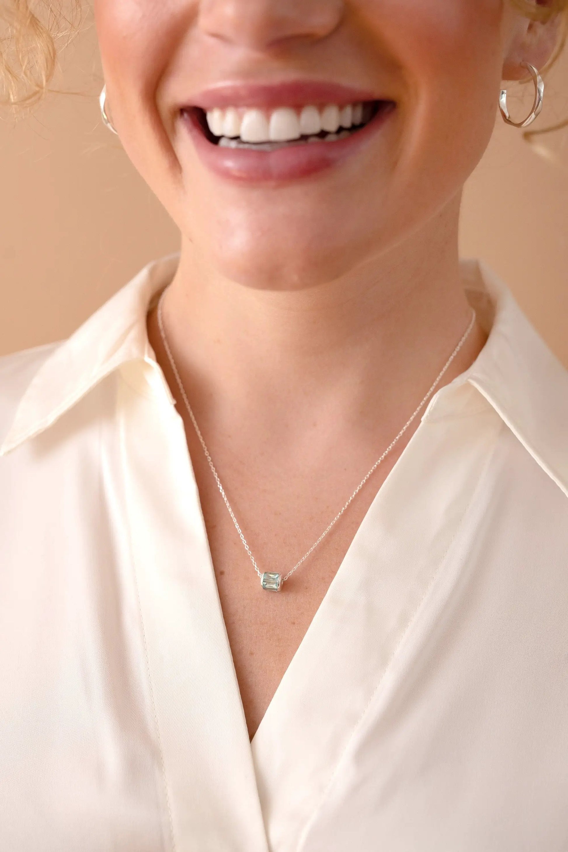 March Birthstone Pendant Necklace with aquamarine gem on silver chain by ALEX AND ANI on Tampa Home & Garden Store
