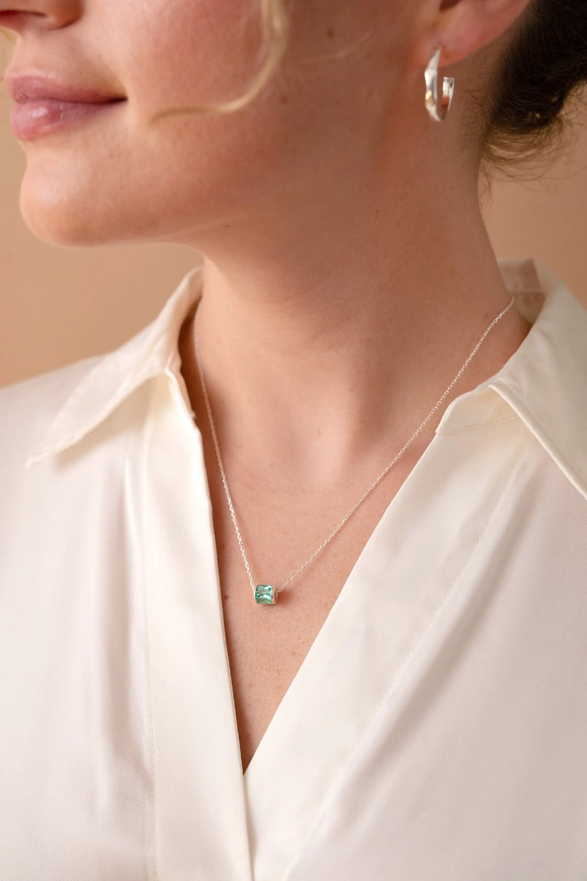 December Birthstone Pendant Necklace by Alex and Ani with green gemstone on silver chain on Tampa Home & Garden Store