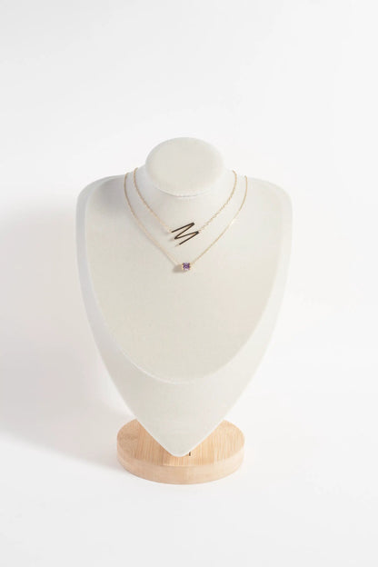 Initial M Pendant with CZ in Silver Vermeil