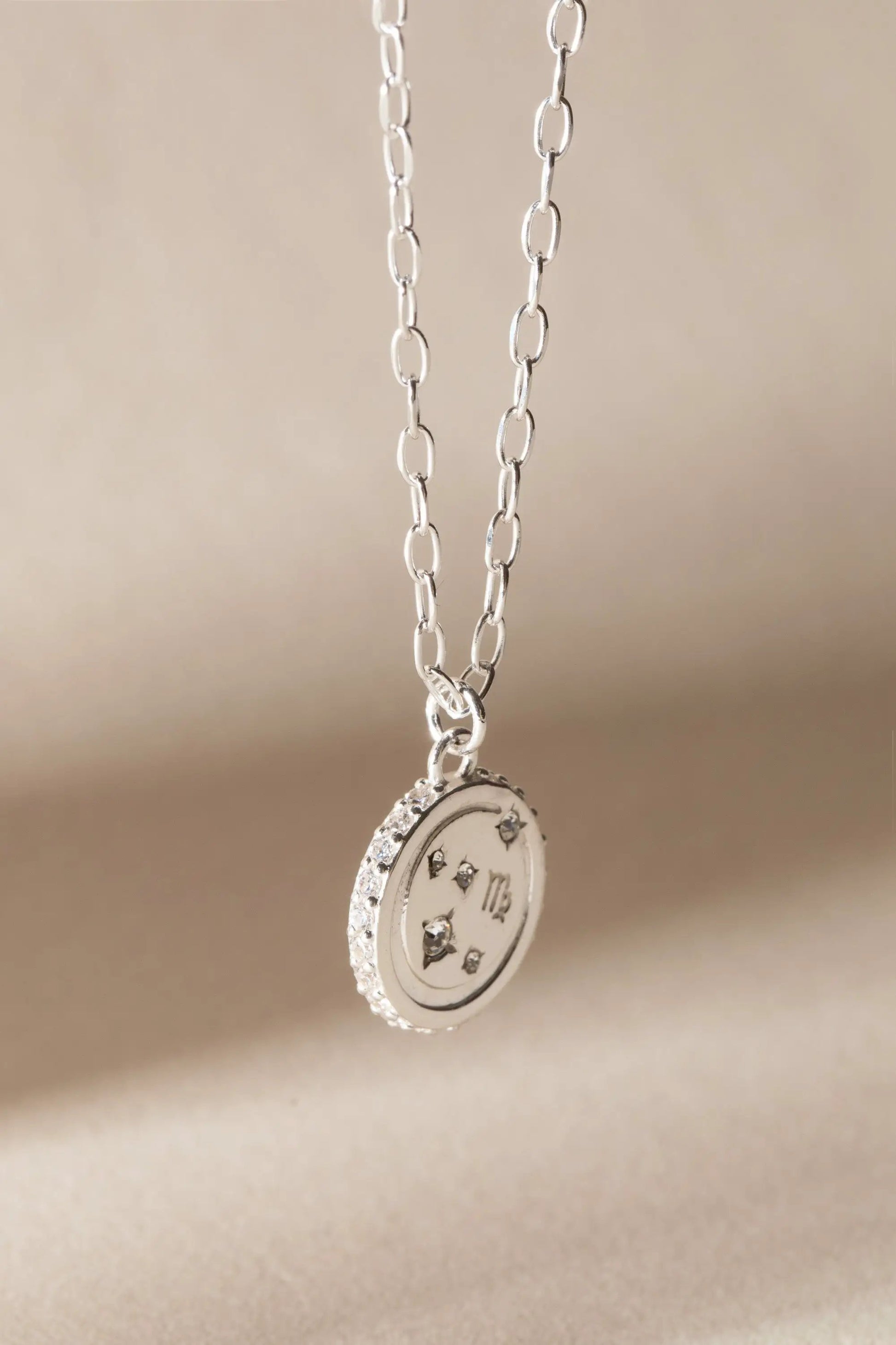 Virgo Zodiac Precious Necklace by Alex and Ani, two silver-tone chains with crystal pendant on Tampa Home & Garden Store
