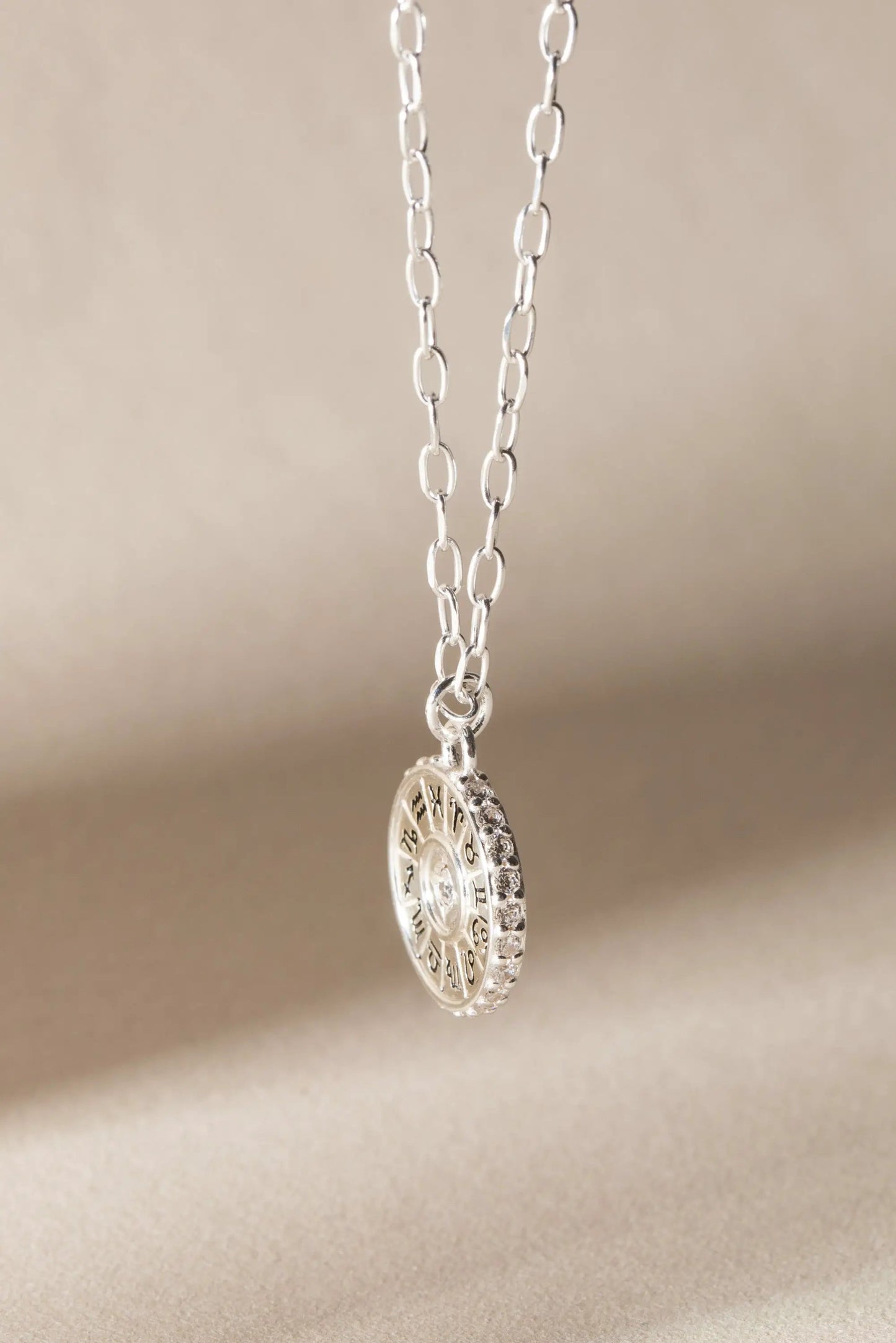 Virgo Zodiac Necklace by ALEX AND ANI, silver-tone chain with circular crystal-embellished pendant on Tampa Home & Garden Store