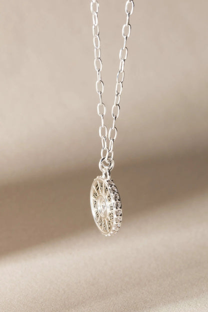 Virgo Zodiac Necklace by ALEX AND ANI, silver-tone chain with circular crystal-embellished pendant on Tampa Home & Garden Store