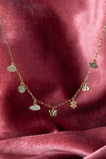 Silver Linings charm necklace by ALEX AND ANI gold-tone chain with cloud and butterfly charms on Tampa Home & Garden Store
