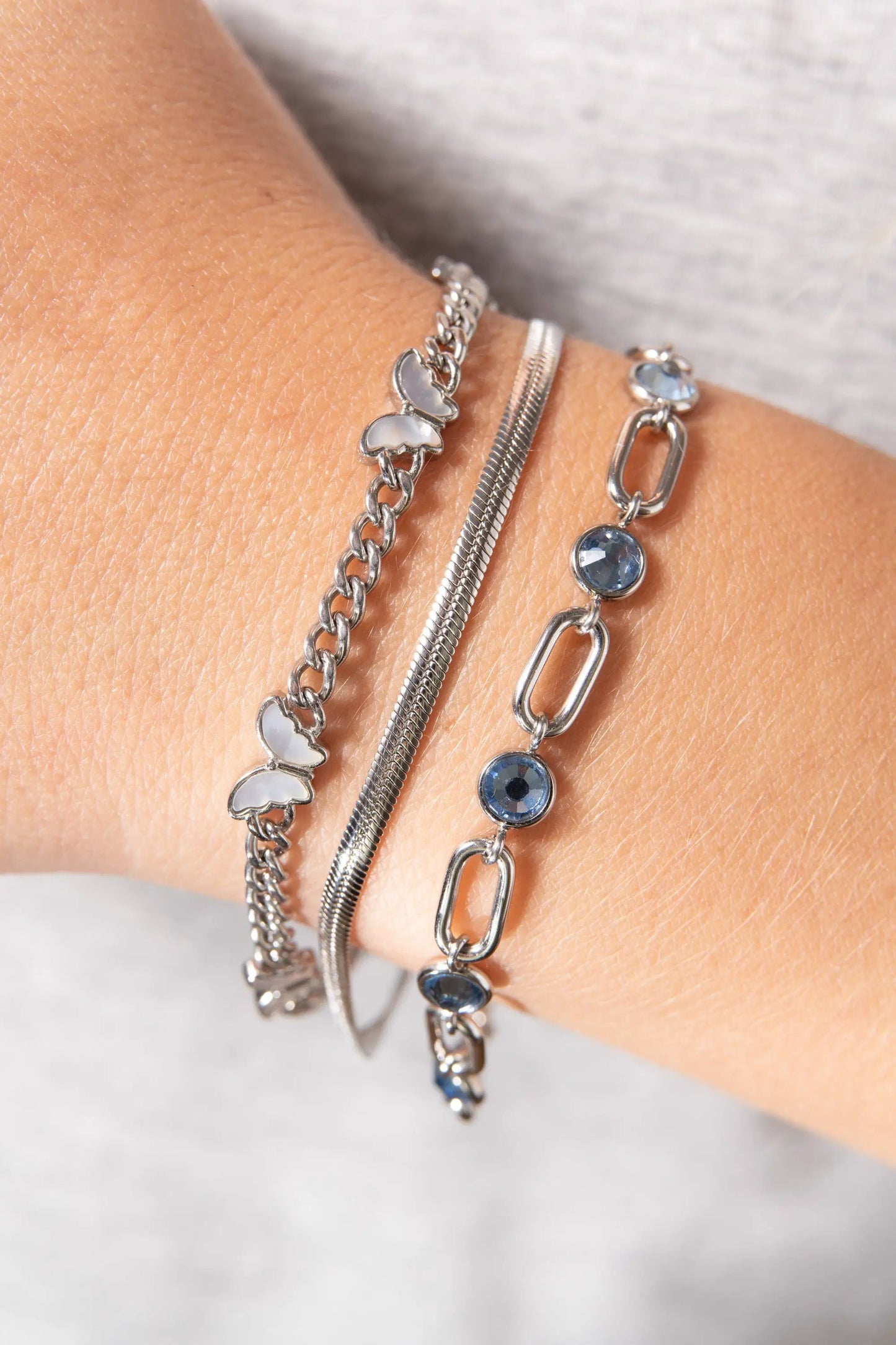 Butterfly Curb Chain Bracelet With Crystals