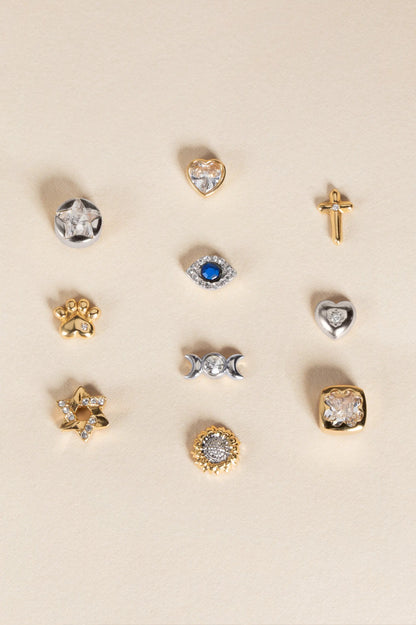 Crystal Clover Mini Stud Earrings by ALEX AND ANI; gold-tone crystal stud earrings on Tampa Home & Garden Store