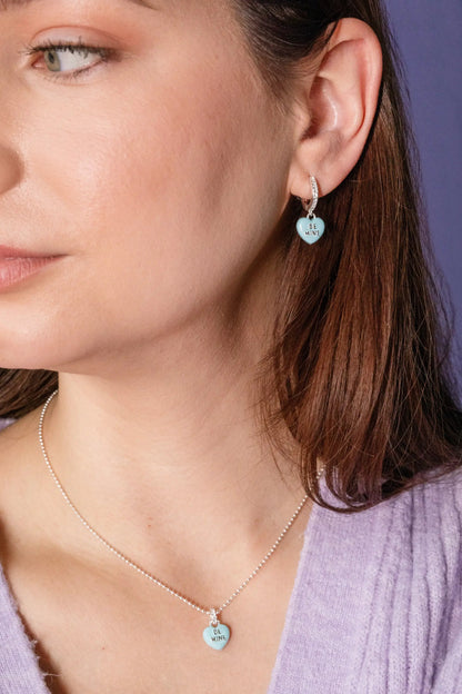 Sweethearts Be Mine pendant necklace by ALEX AND ANI with blue heart charm on silver chain on Tampa Home & Garden Store