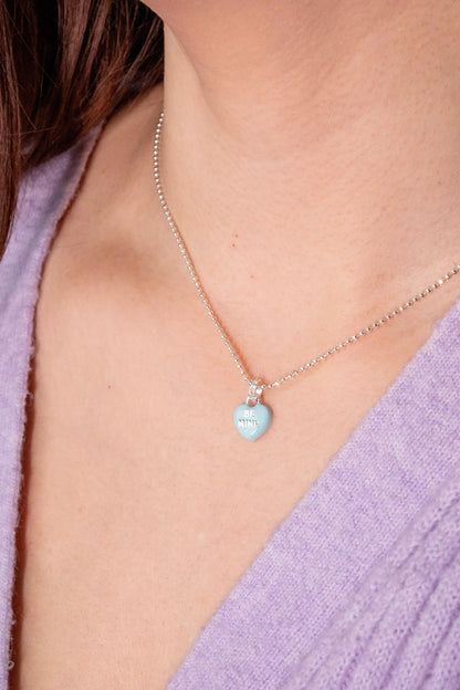 Sweethearts Be Mine pendant necklace with blue heart charm on silver ball chain by ALEX AND ANI on Tampa Home & Garden Store
