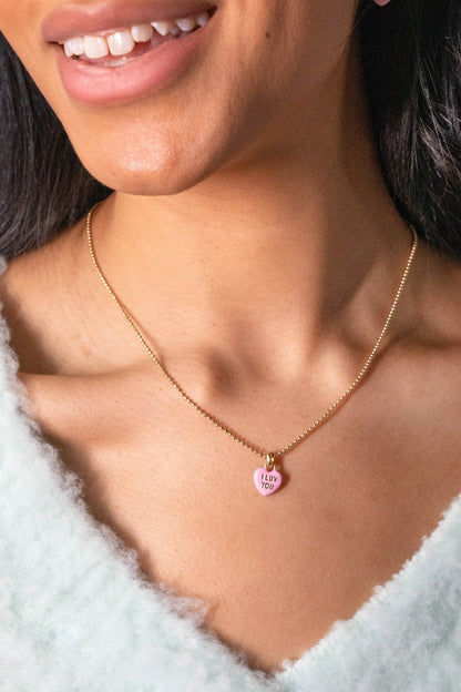 Sweethearts I Luv You Heart Charm Necklace