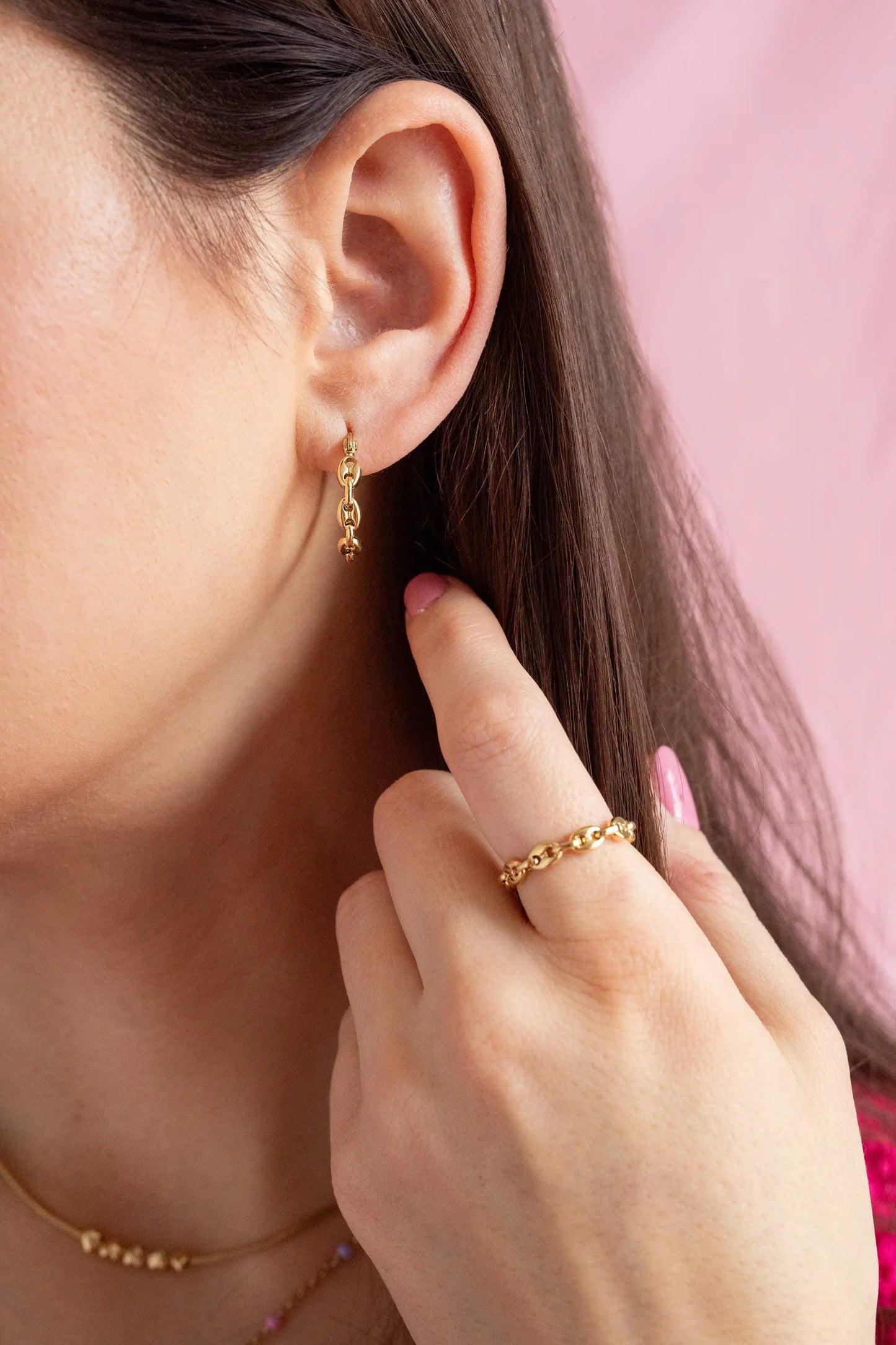 Frozen Mariner Chain Hoop Earrings by ALEX AND ANI, gold-tone chain hoops on Tampa Home & Garden Store