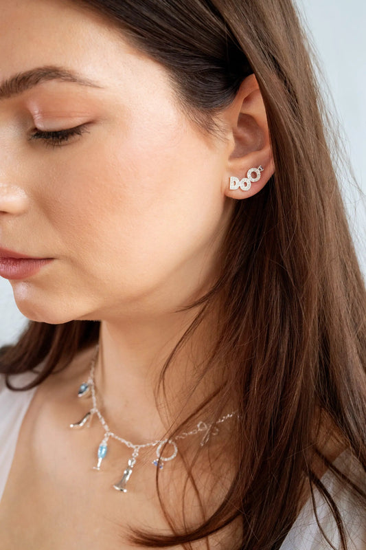 Bridal I Do stud earrings set of 2 by ALEX AND ANI in silver-tone with crystal accents on Tampa Home & Garden Store