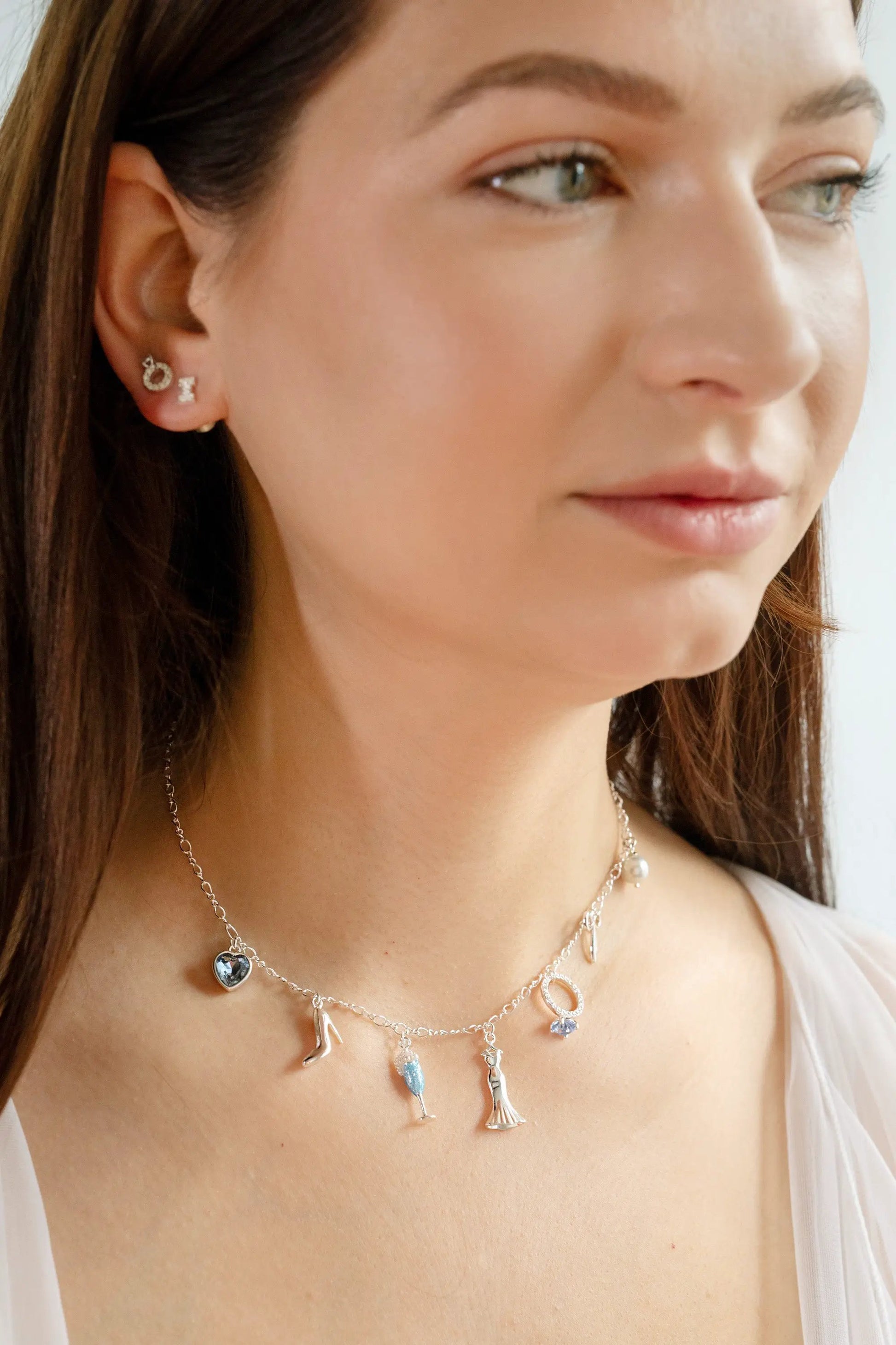 Bridal Multi-Charm Necklace by ALEX AND ANI, layered silver-tone with multiple charms on Tampa Home & Garden Store