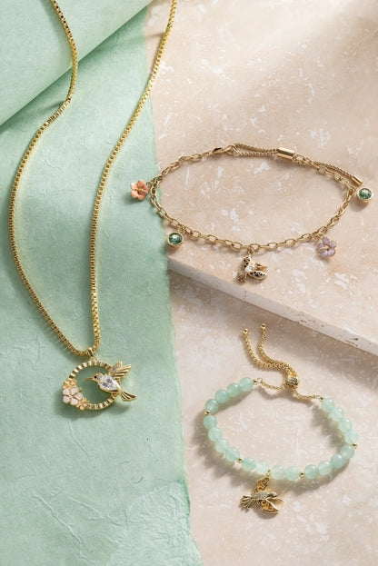 Stainless Steel Hummingbird Multicharm Anklet