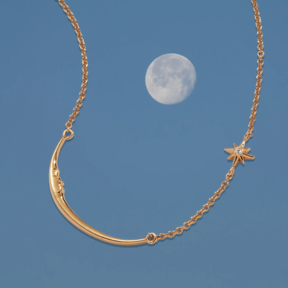 Crescent Moon Necklace and Star Crystal Pendant