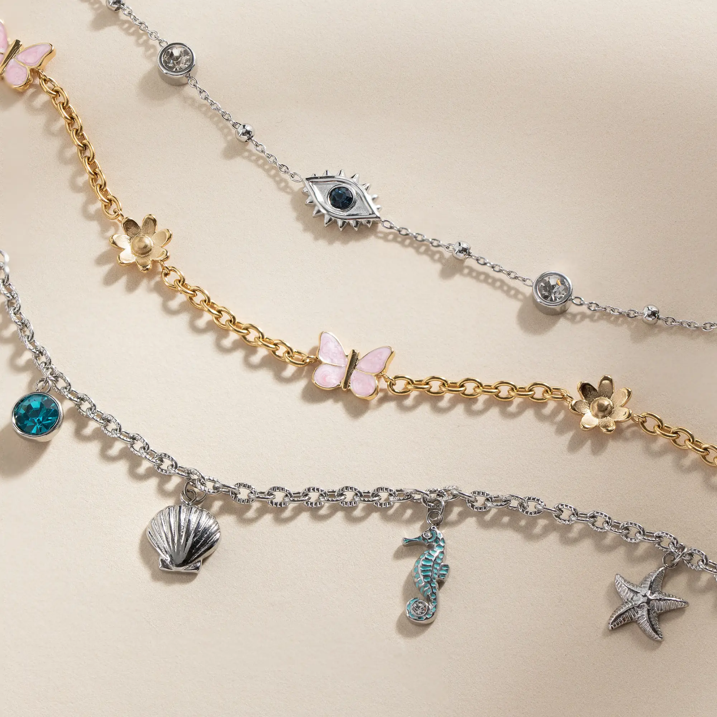 Evil Eye Crystal Anklet by ALEX AND ANI, silver eye charm with blue crystal on a delicate chain on Tampa Home & Garden Store