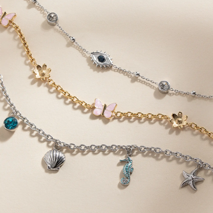 Evil Eye Crystal Anklet by ALEX AND ANI, silver eye charm with blue crystal on a delicate chain on Tampa Home & Garden Store