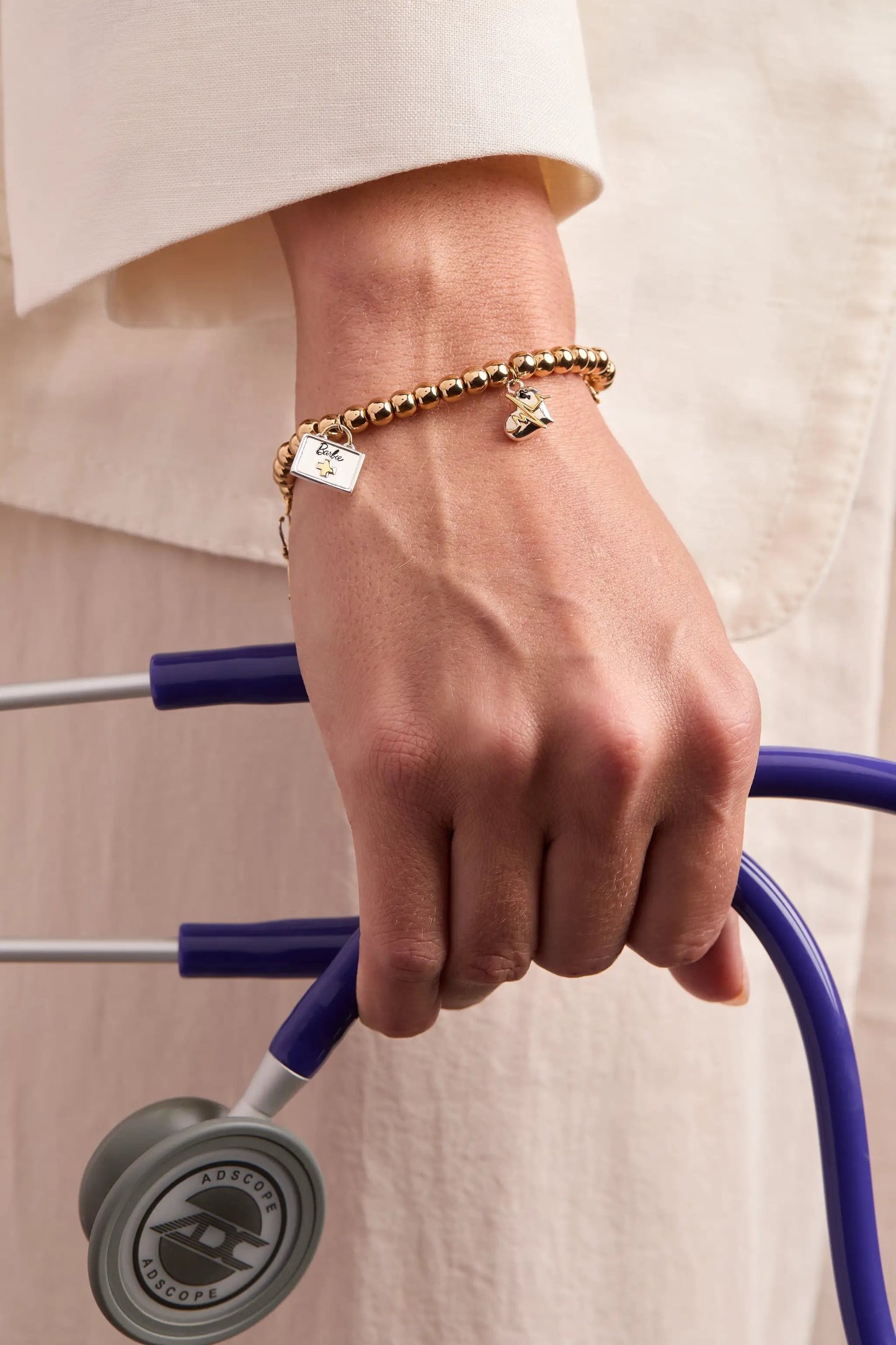 Barbie Medical Stretch Bracelet With B Logo