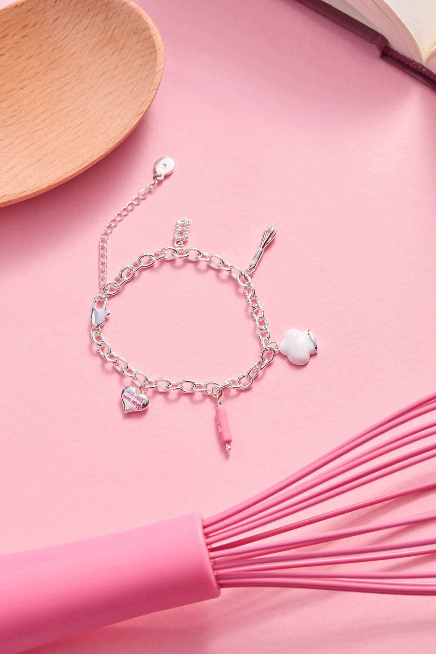 Barbie Chef Charm Bracelet with Pink Rolling Pin