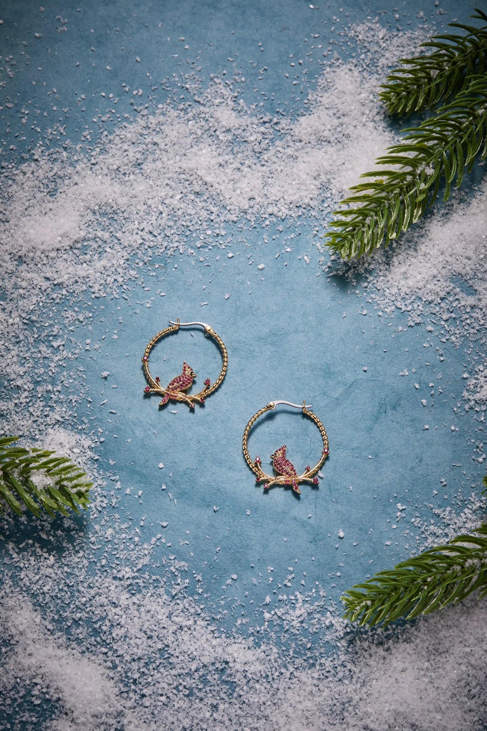 Cardinal Reversible Hoop Earrings by ALEX AND ANI, goldtone hoops with cardinal accents on Tampa Home & Garden Store