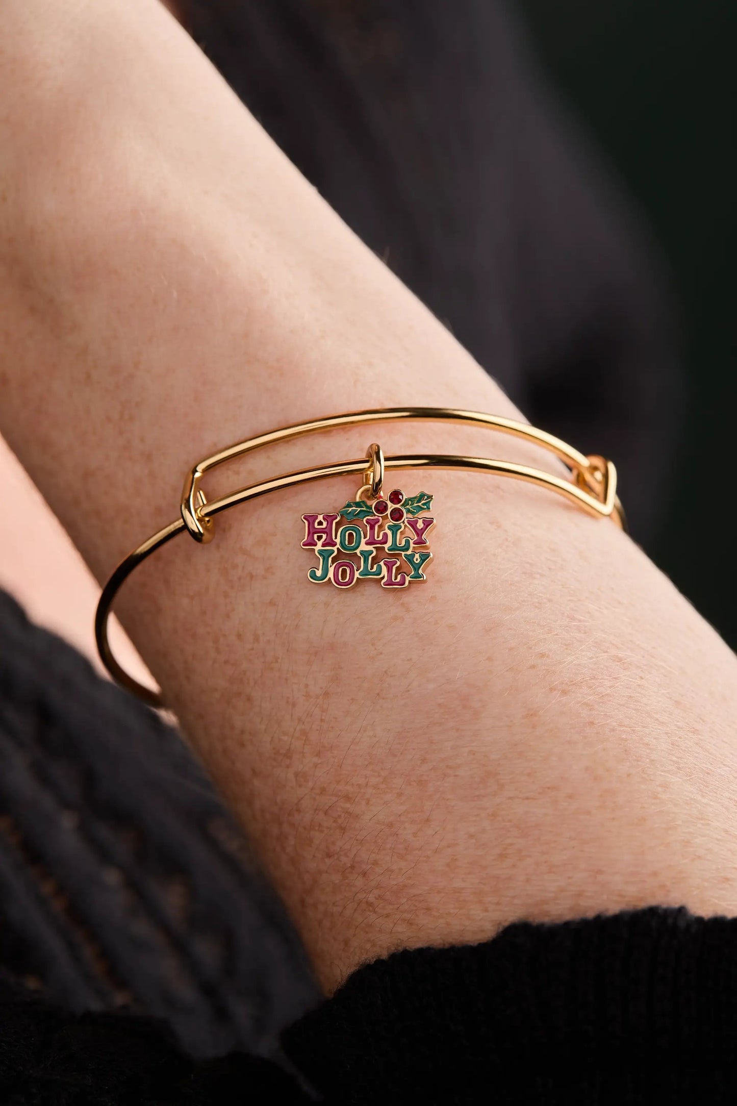 Holly Jolly Charm Bangle with Crystal Berries