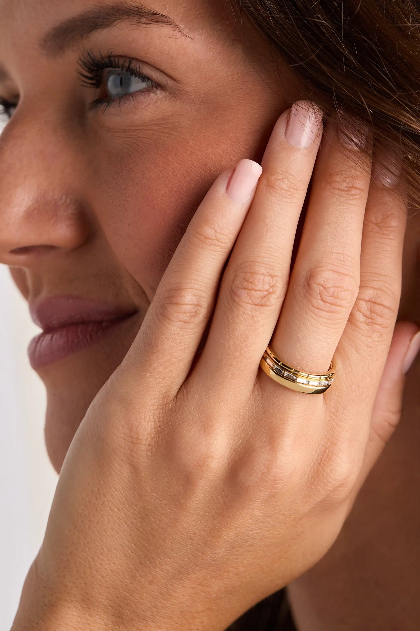Baguette Stacking Ring Set of 3 with Crystals
