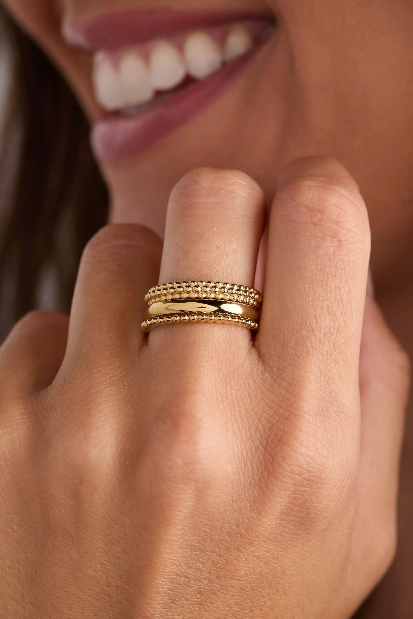 Ball Stacking Ring Set of 3, gold-tone beaded bands by ALEX AND ANI on Tampa Home & Garden Store