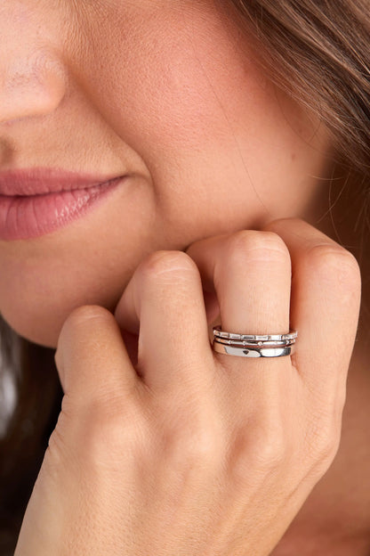 Baguette Stacking Ring Set of 3 by Alex and Ani, stackable rings with baguette accents on Tampa Home & Garden Store