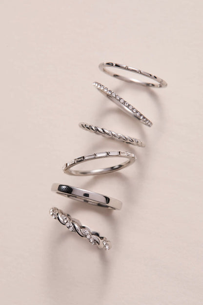 Baguette stacking rings set of 3 in silver-tone with crystal accents, Alex and Ani on Tampa Home & Garden Store