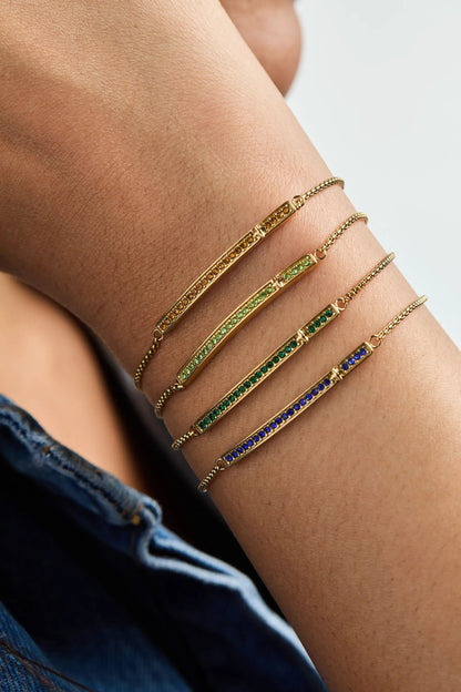 May Birthstone Pave Bolo Bracelet with Emerald