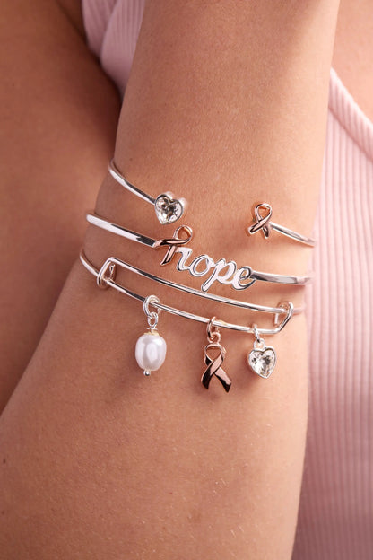 Breast Cancer Awareness Pink Ribbon Trio Bangle
