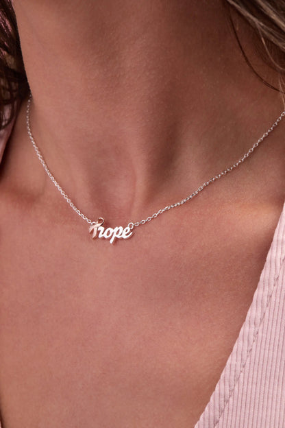 Hope Breast Cancer Awareness Pink Ribbon Necklace