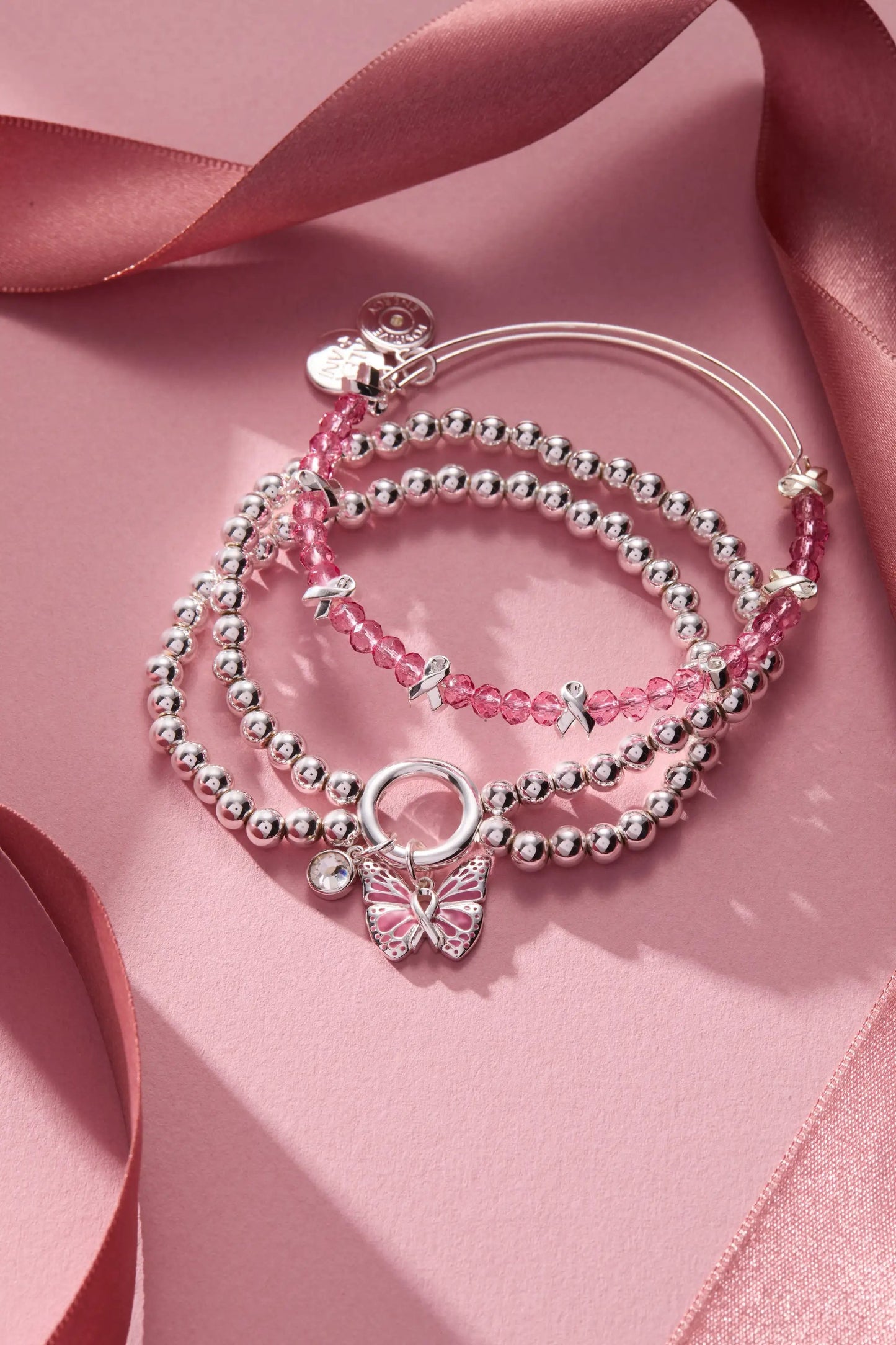 Breast Cancer Awareness Pink Ribbon Bangle