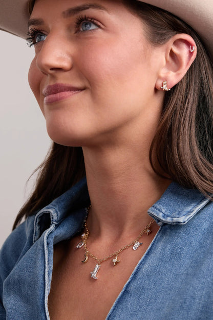 Cosmic Cowgirl Earring Stud Set of 2 by ALEX AND ANI, gold-tone and silver-tone studs on Tampa Home & Garden Store