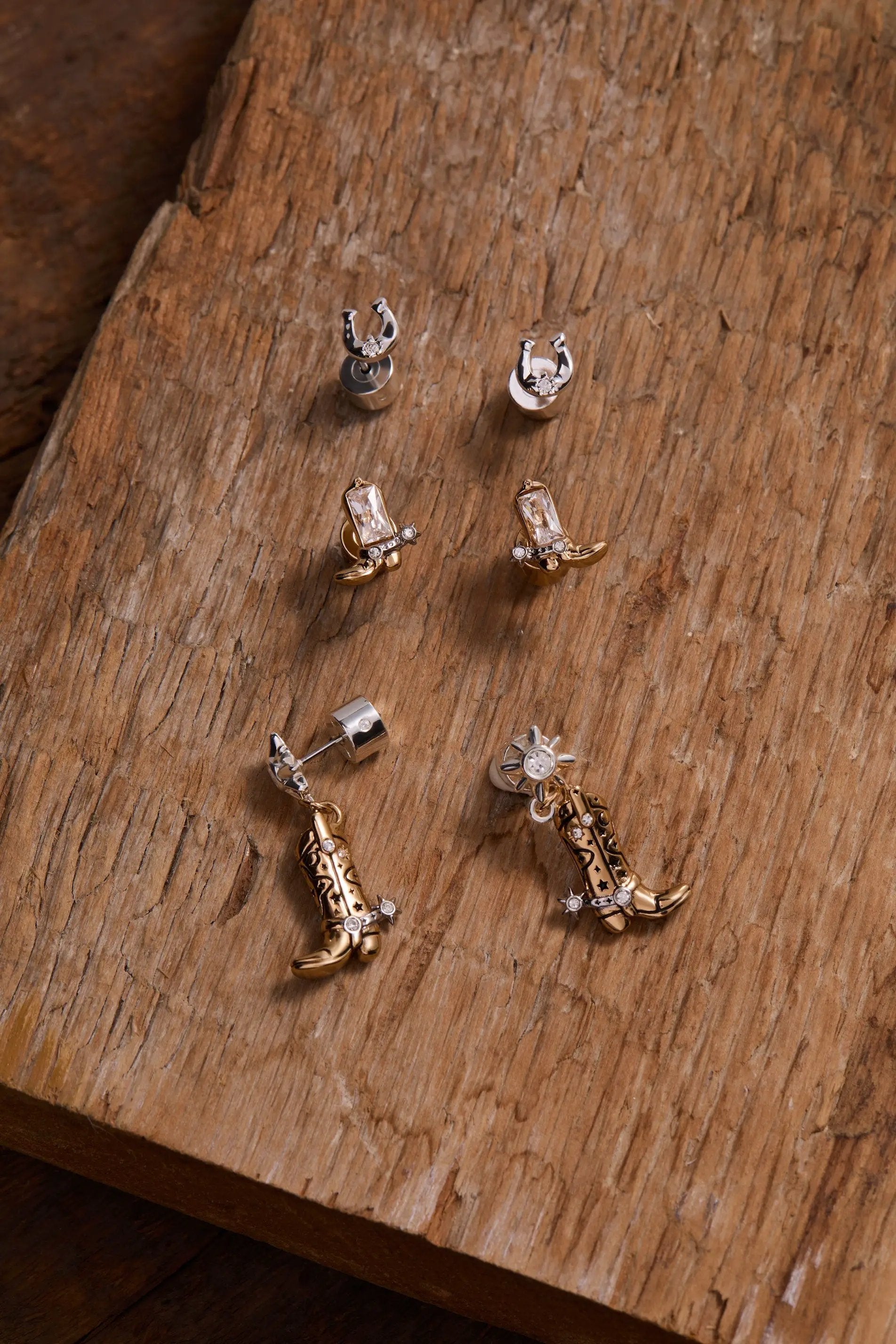 Cosmic Cowgirl Earring Stud Set of 2 silver crescent crystal studs by ALEX AND ANI on Tampa Home & Garden Store