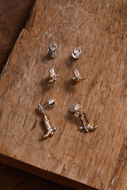 Cosmic Cowgirl Earring Stud Set of 2 silver crescent crystal studs by ALEX AND ANI on Tampa Home & Garden Store