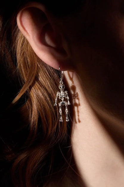 Skeleton Drop Earring by ALEX AND ANI, silver tone dangling skeleton design on Tampa Home & Garden Store