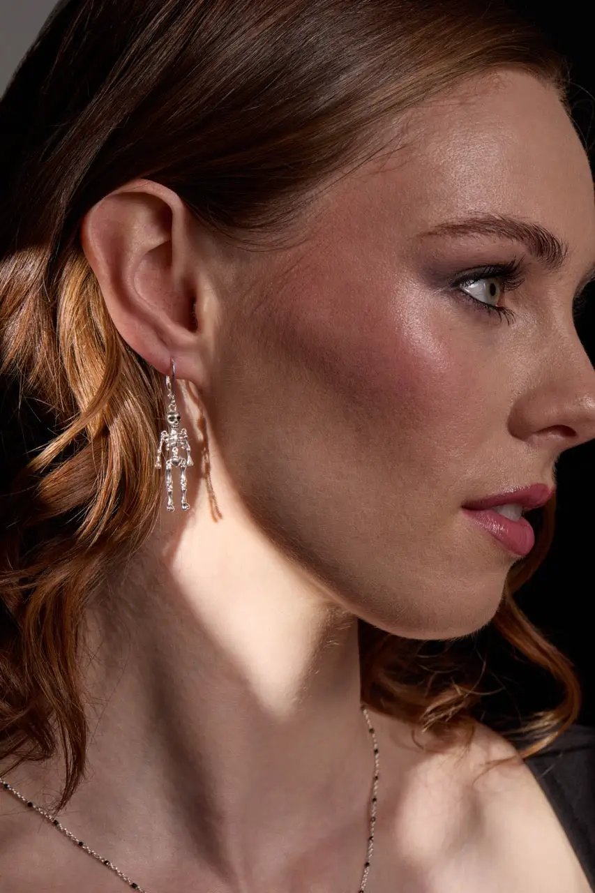 Skeleton Drop Earring by ALEX AND ANI, silver skeletal dangle on Tampa Home & Garden Store