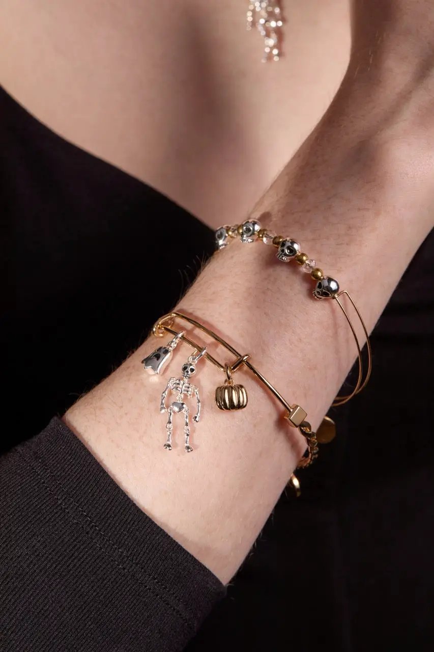 Bracelet trio charm bangle with ghost, skeleton and pumpkin charms by ALEX AND ANI on Tampa Home & Garden Store