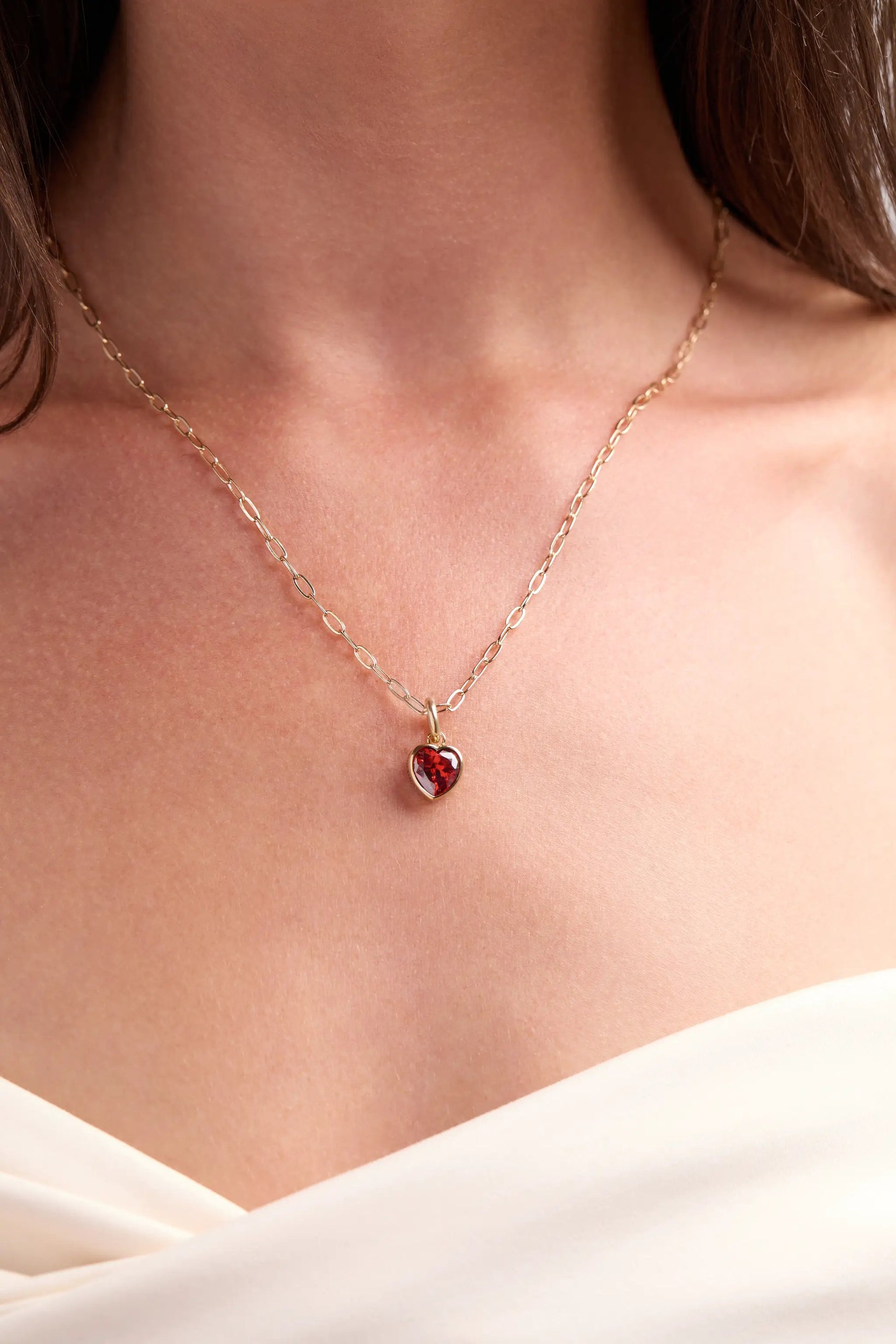 January Courage Heart Birthstone Charm by ALEX AND ANI on gold-tone chain with red gemstone on Tampa Home & Garden Store