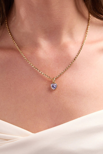 June Luck Heart Birthstone Charm Bezel Setting