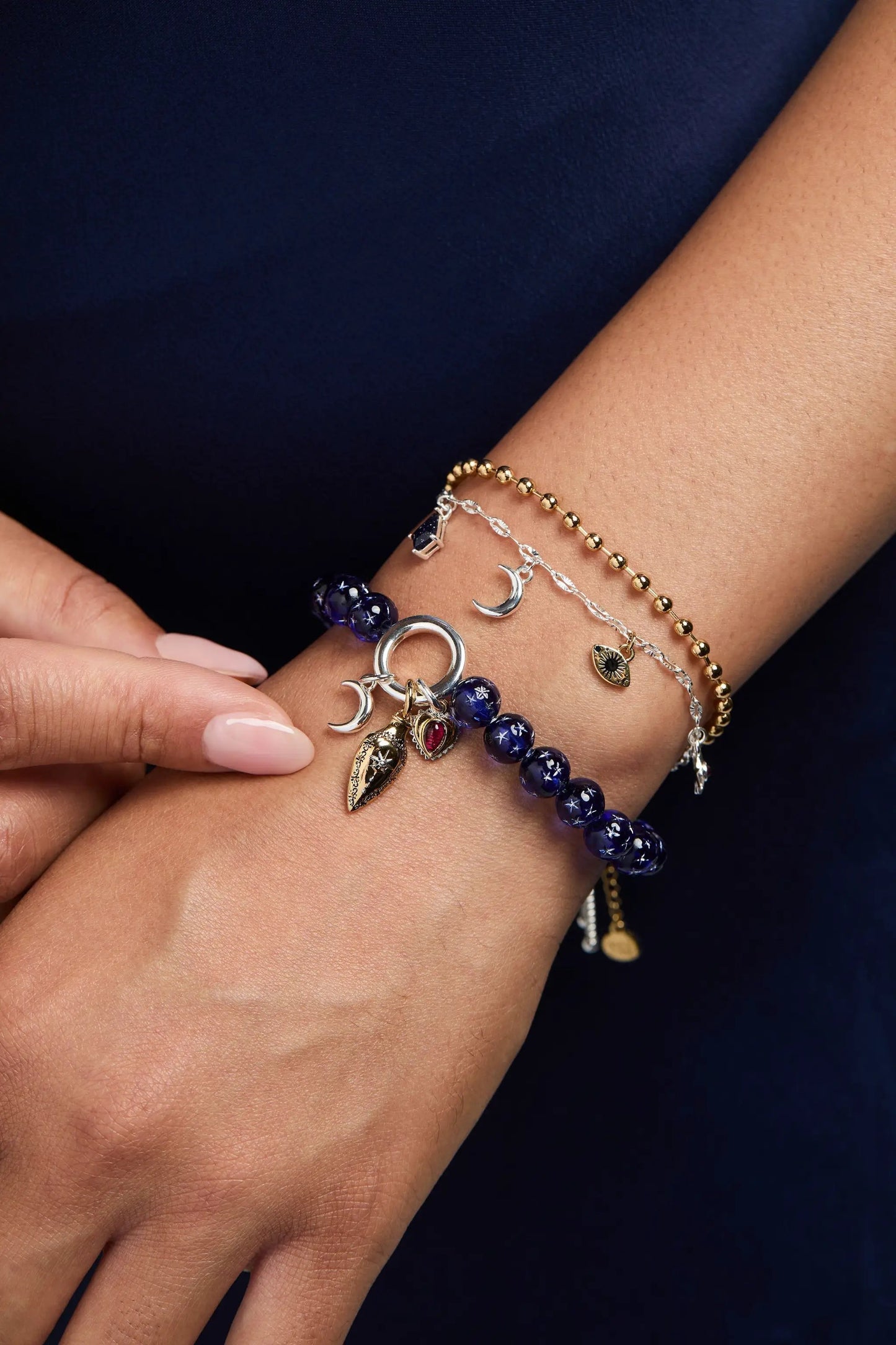 Moon Magic Beaded Charm Bolo Adjustable Bracelet